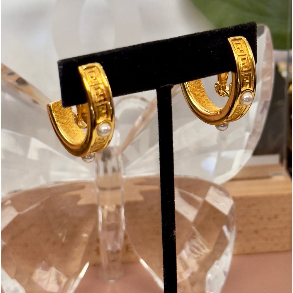 Vintage Fendi Gold Hoop Earrings - Picture 1 of 6